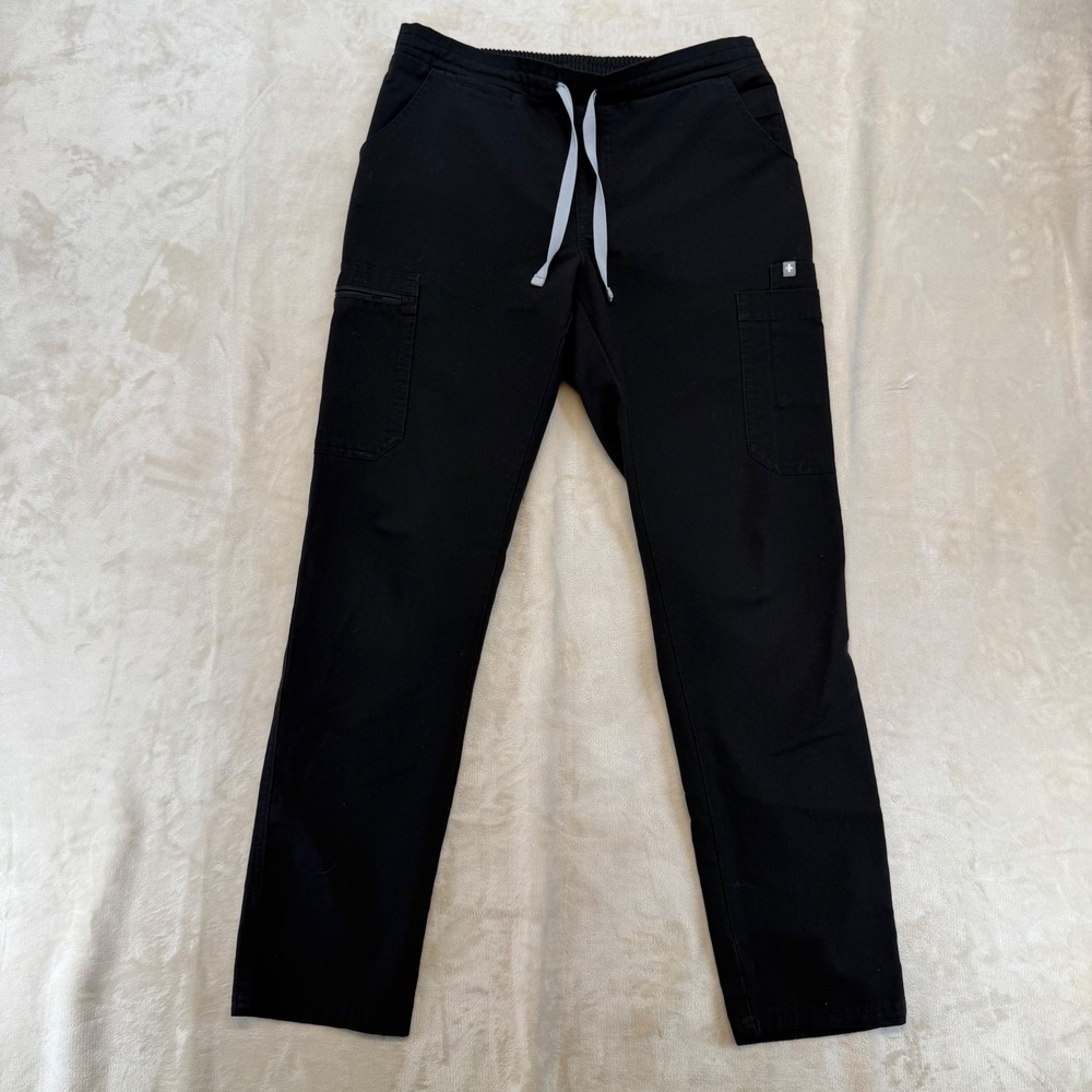 FIGS Technical Collection Scrub Pants Women S Black Excellent Cargo Drawstring - Picture 1 of 4